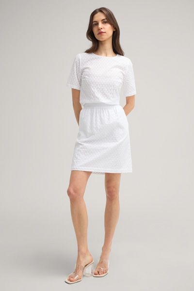 Bogner Sophia weißer Baumwollrock mit floralen Stickdetails