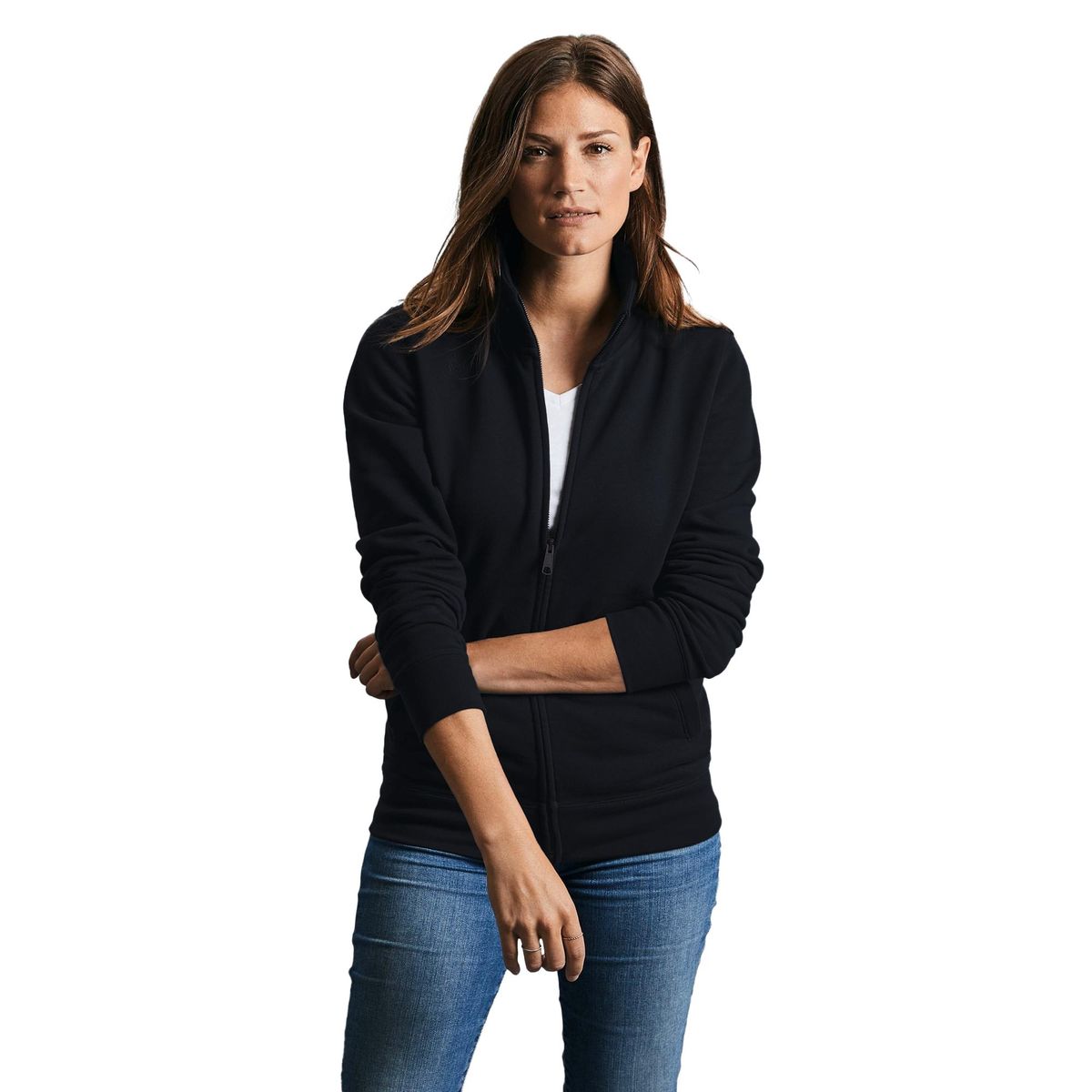 Taillierte Sweatjacke mit Reißverschluss