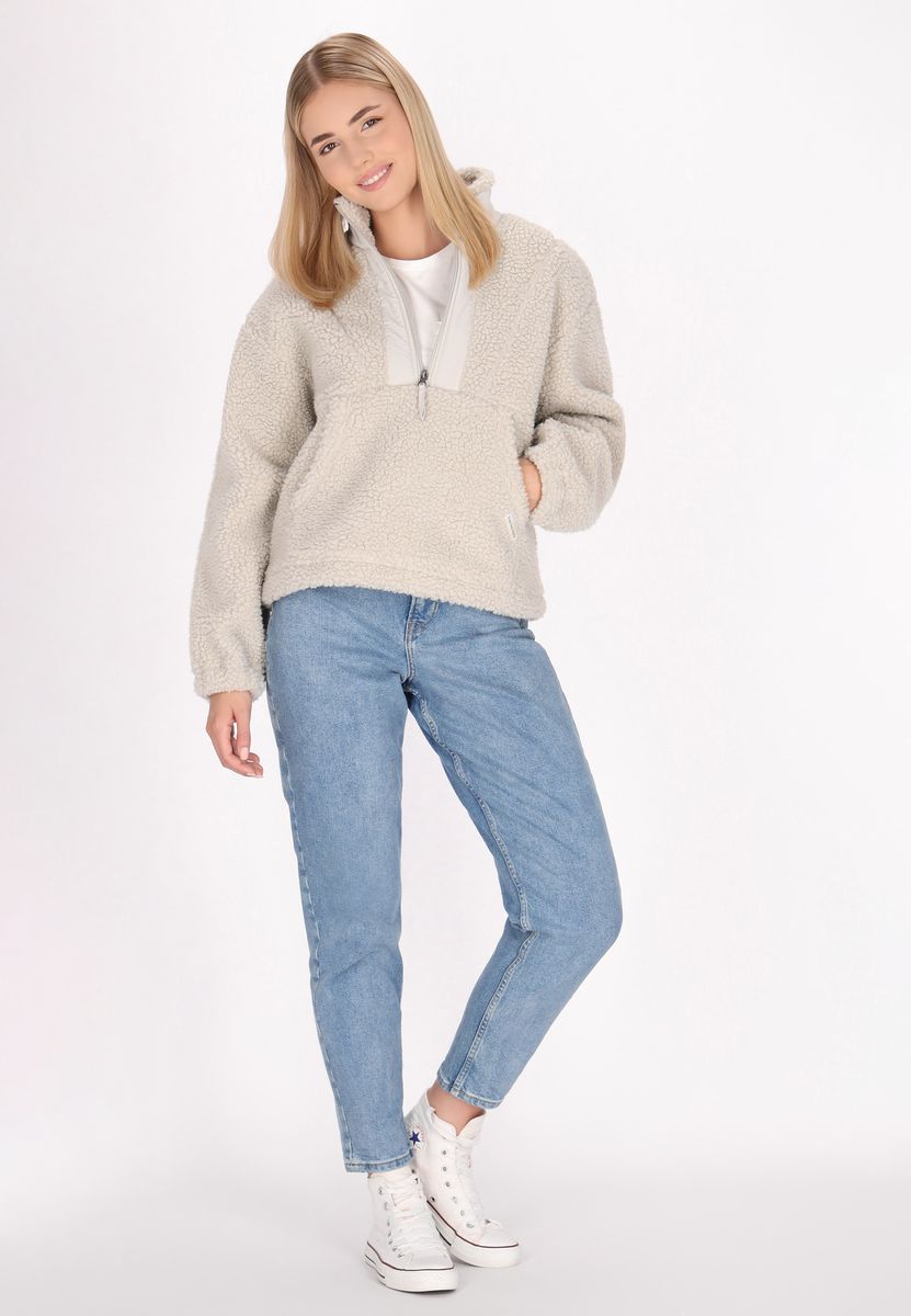Gemütlicher Teddyfleece-Pullover mit Reißverschluss