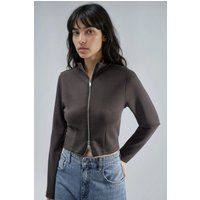 Taillierte Strickjacke mit Stehkragen