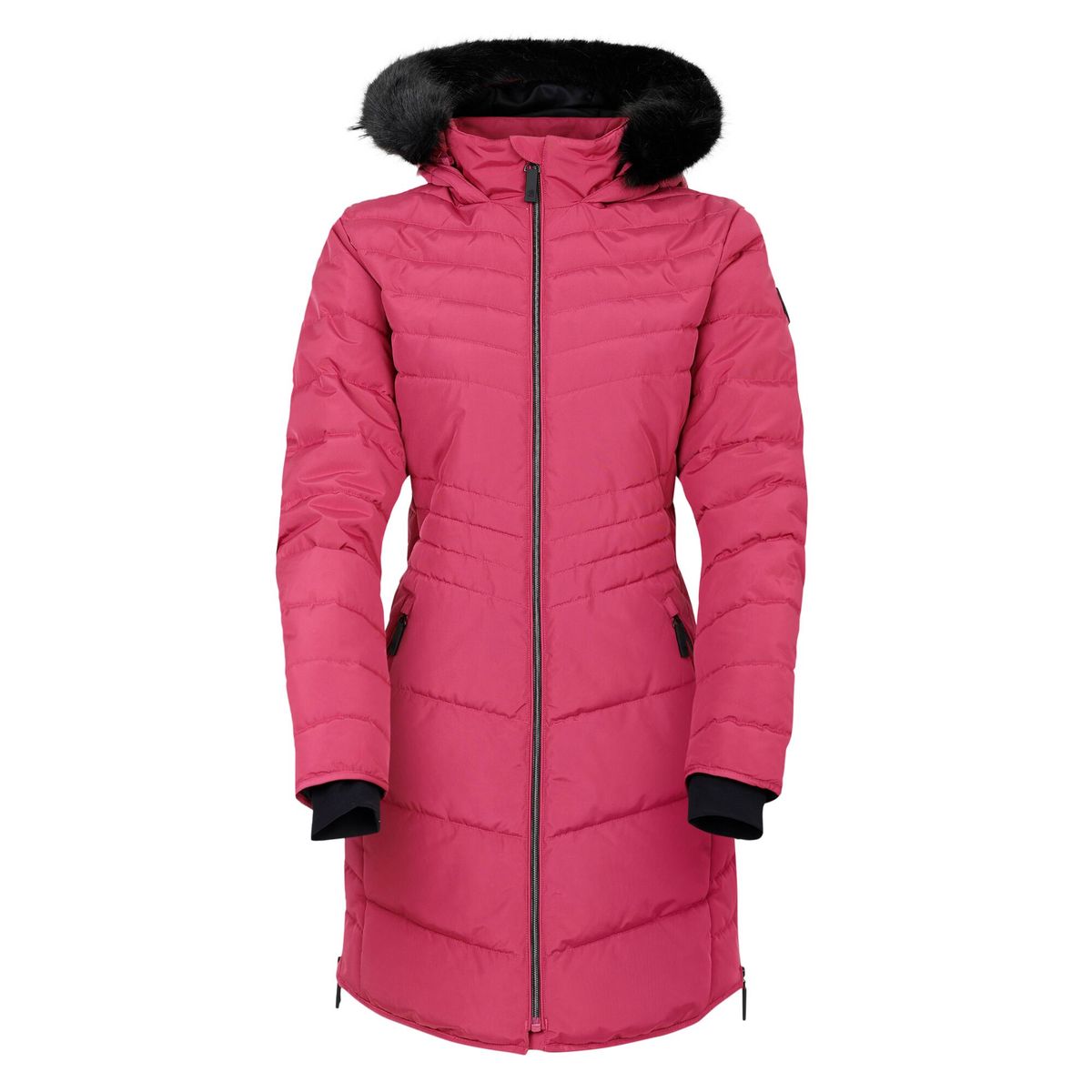 Wattierte Midi-Steppjacke mit Kapuze