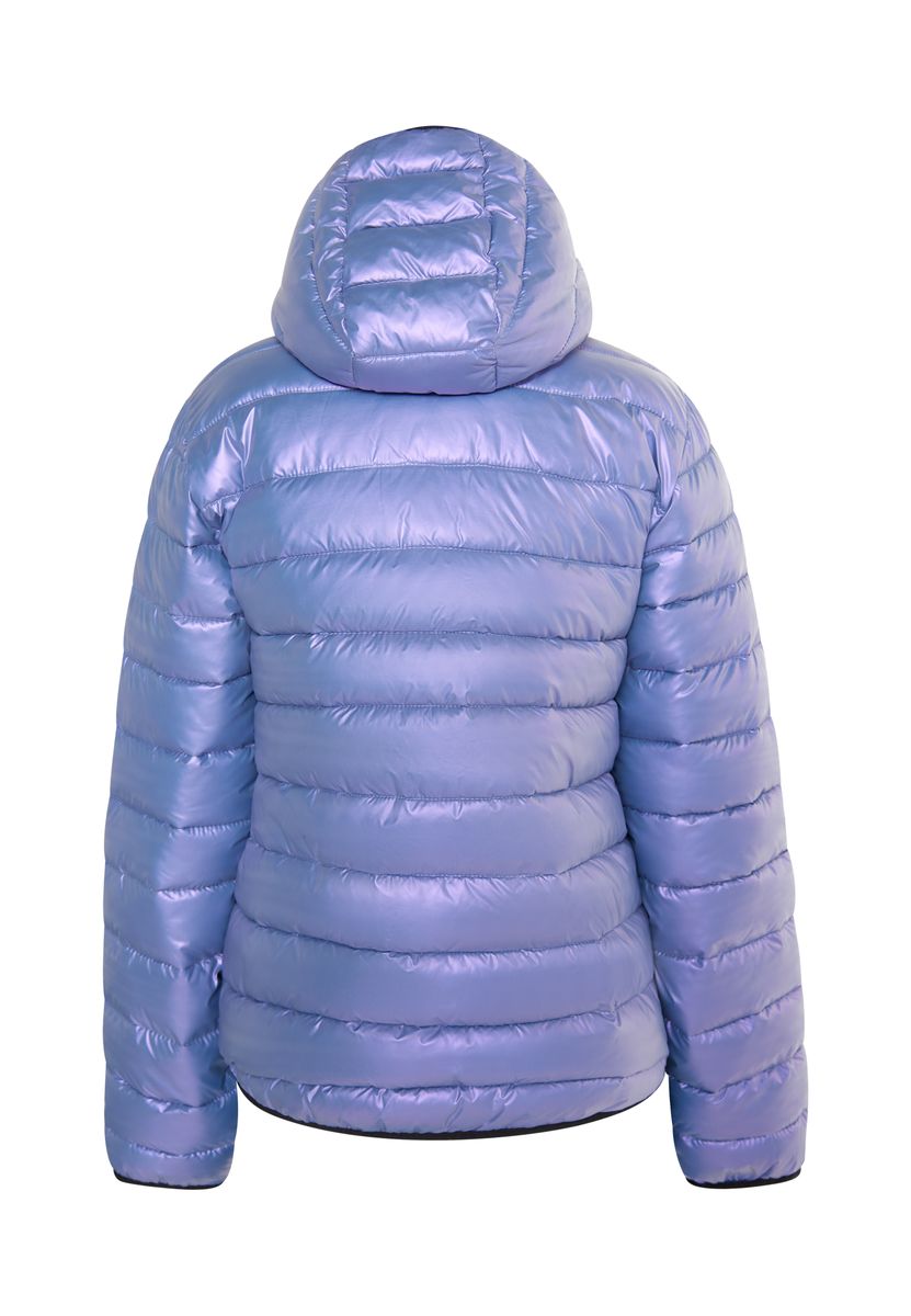 Irisierende Metallic-Steppjacke mit Kapuze