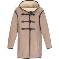 Dufflecoat aus Ziegenveloursleder mit Teddyfutter