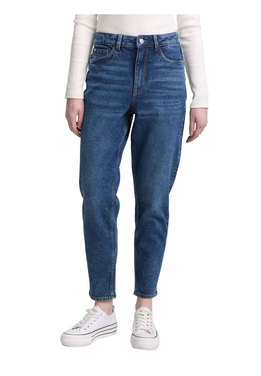 Hochtaillierte Mom Jeans in Knöchellänge