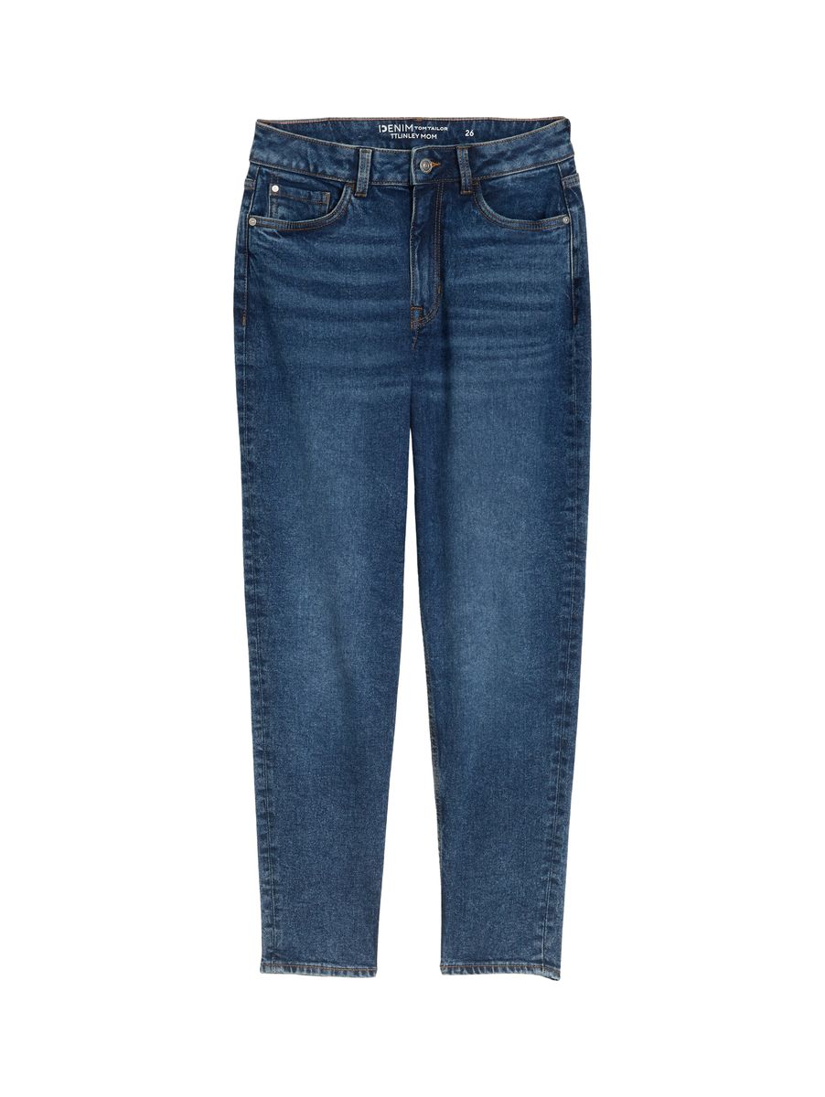 Hoch taillierte Mom-Jeans mit schmalem Bein