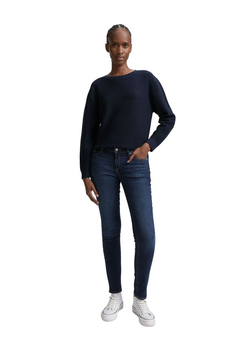 Strukturierter Baumwollmix Rundhals Pullover