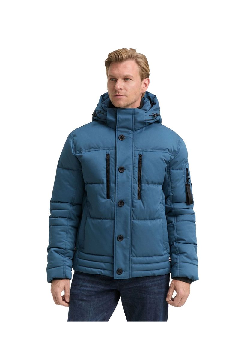 Kapuzen-Pufferjacke mit Reißverschlusstaschen