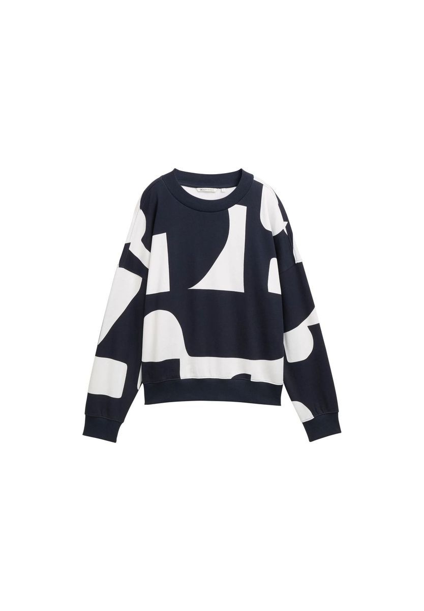 Sweatshirt mit abstraktem Print und lockerer Passform