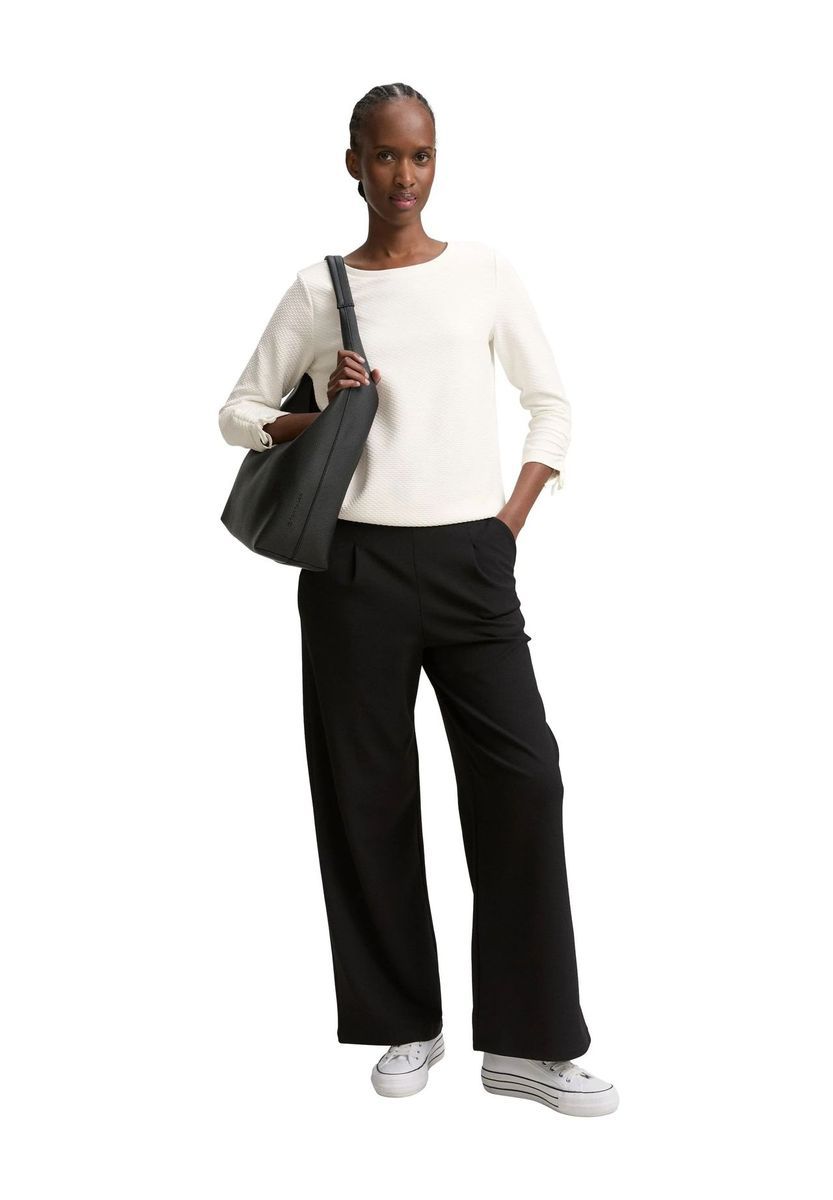 Strukturiertes Strick-Sweatshirt mit Ärmelbändern