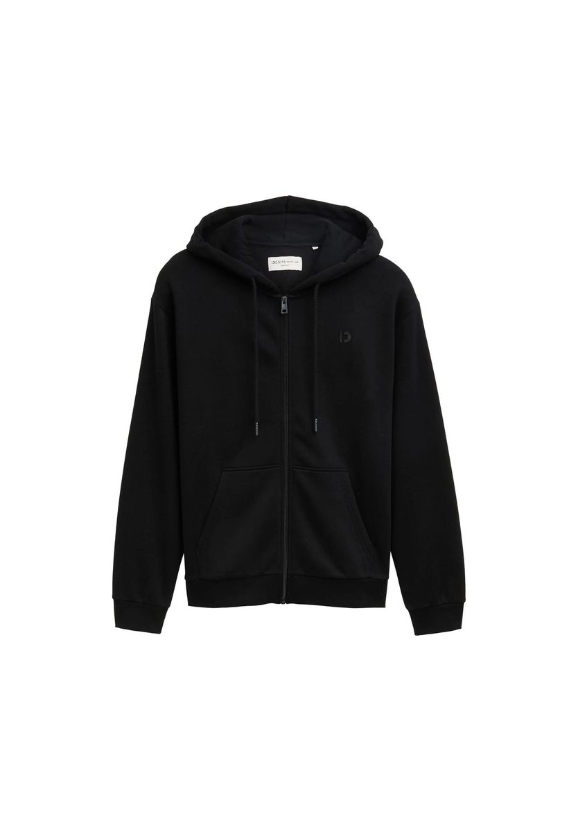 Basic schwarze Herren-Kapuzenjacke mit Reißverschluss