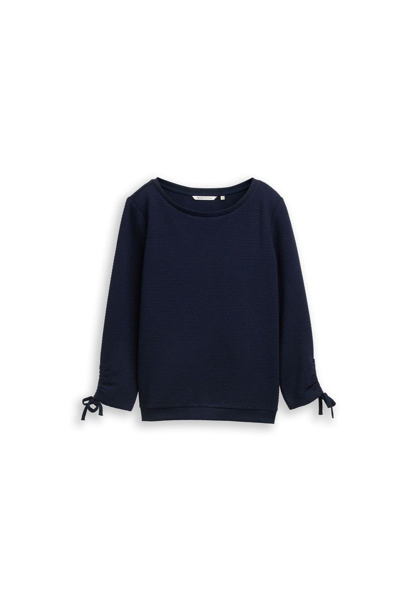 Strukturiertes Strick-Sweatshirt mit 7/8-Ärmeln