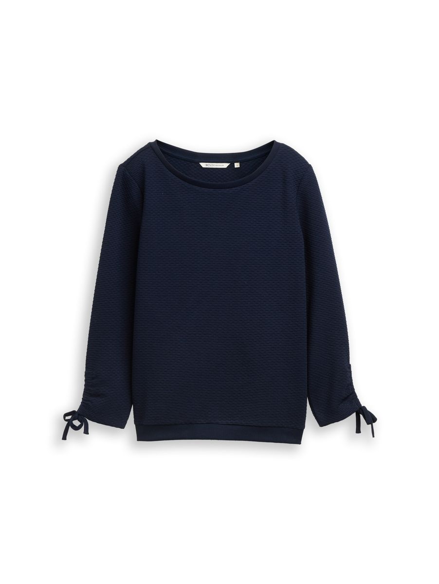 Strukturiertes Strick-Sweatshirt mit 7/8-Ärmeln