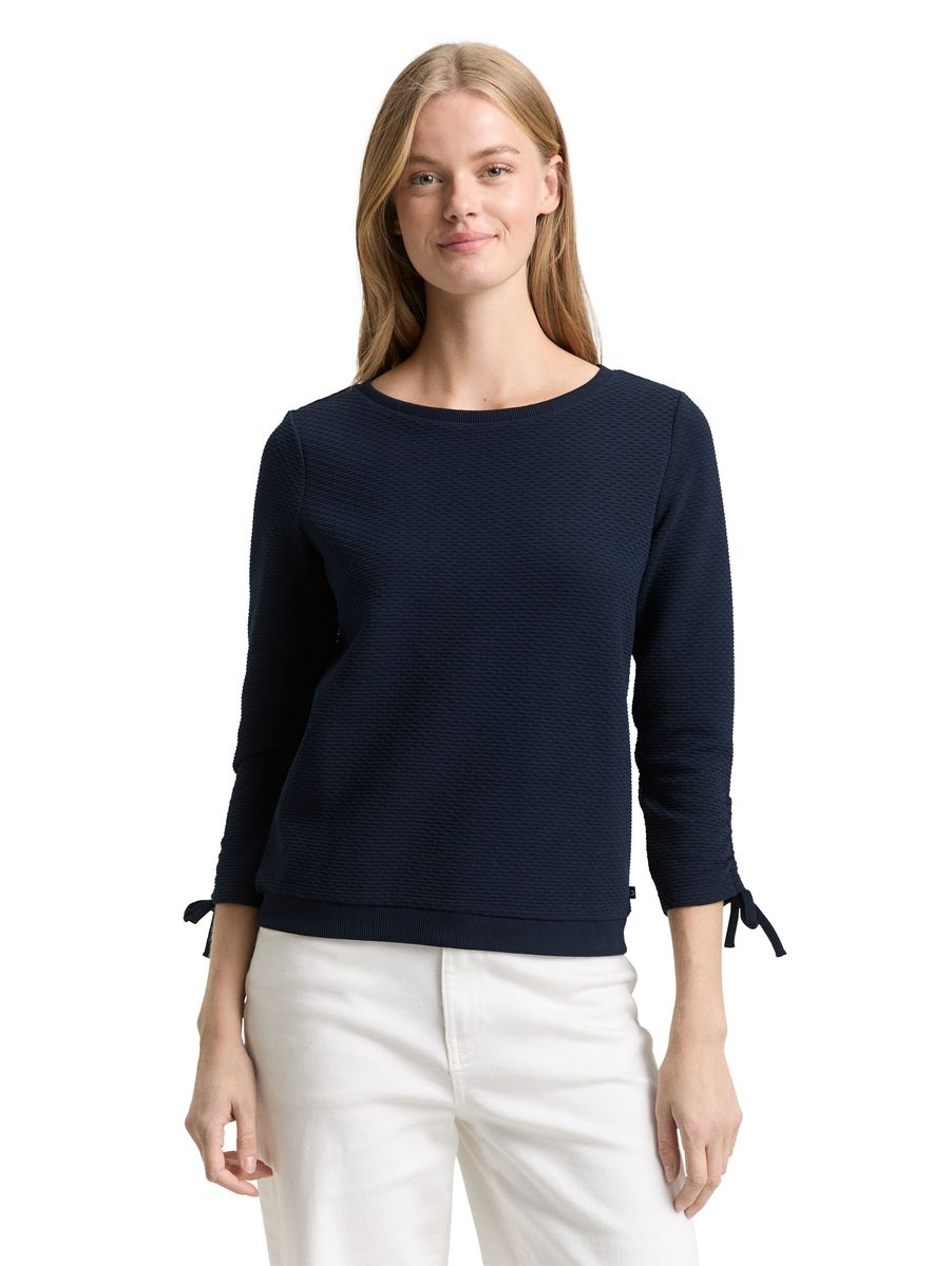 Strukturiertes Strick-Sweatshirt mit 7/8-Ärmeln