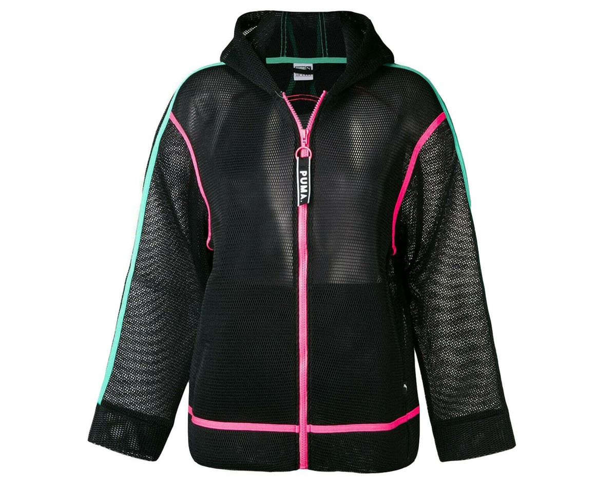 Kapuzen-Trainingsjacke aus Mesh mit Reißverschluss