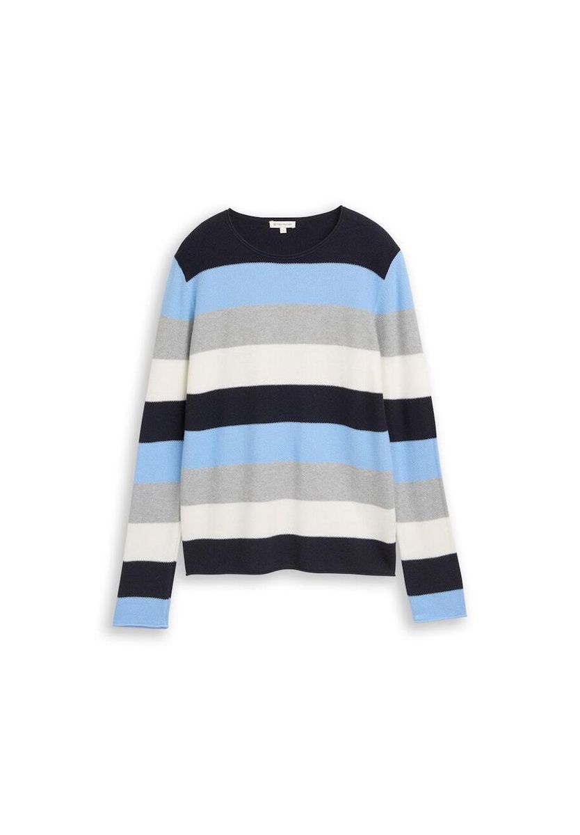 Gestreifter Strickpullover aus Baumwollmischung