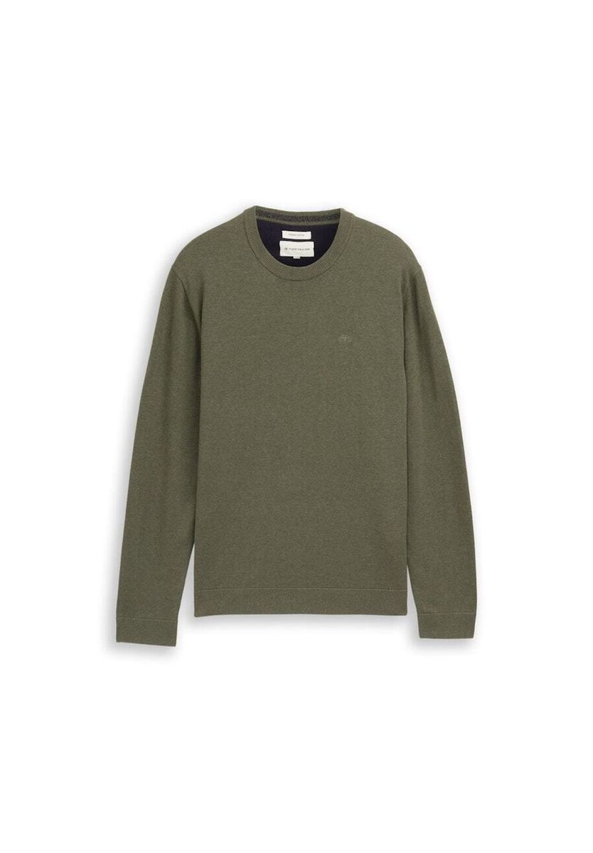 Klassischer Baumwoll-Strickpullover mit Rundhalsausschnitt