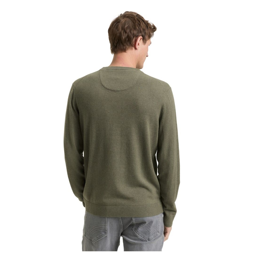 Klassischer Baumwoll-Strickpullover mit Rundhalsausschnitt