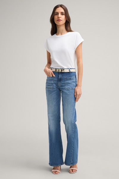 Joop! Tally Weißes Baumwoll-T-Shirt mit umgeschlagenen kurzen Ärmeln