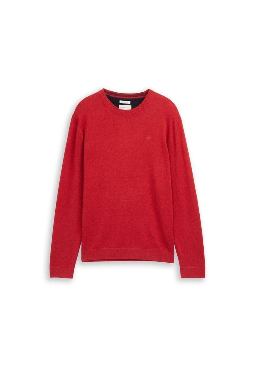 Klassischer Baumwollstrickpullover mit Rundhalsausschnitt