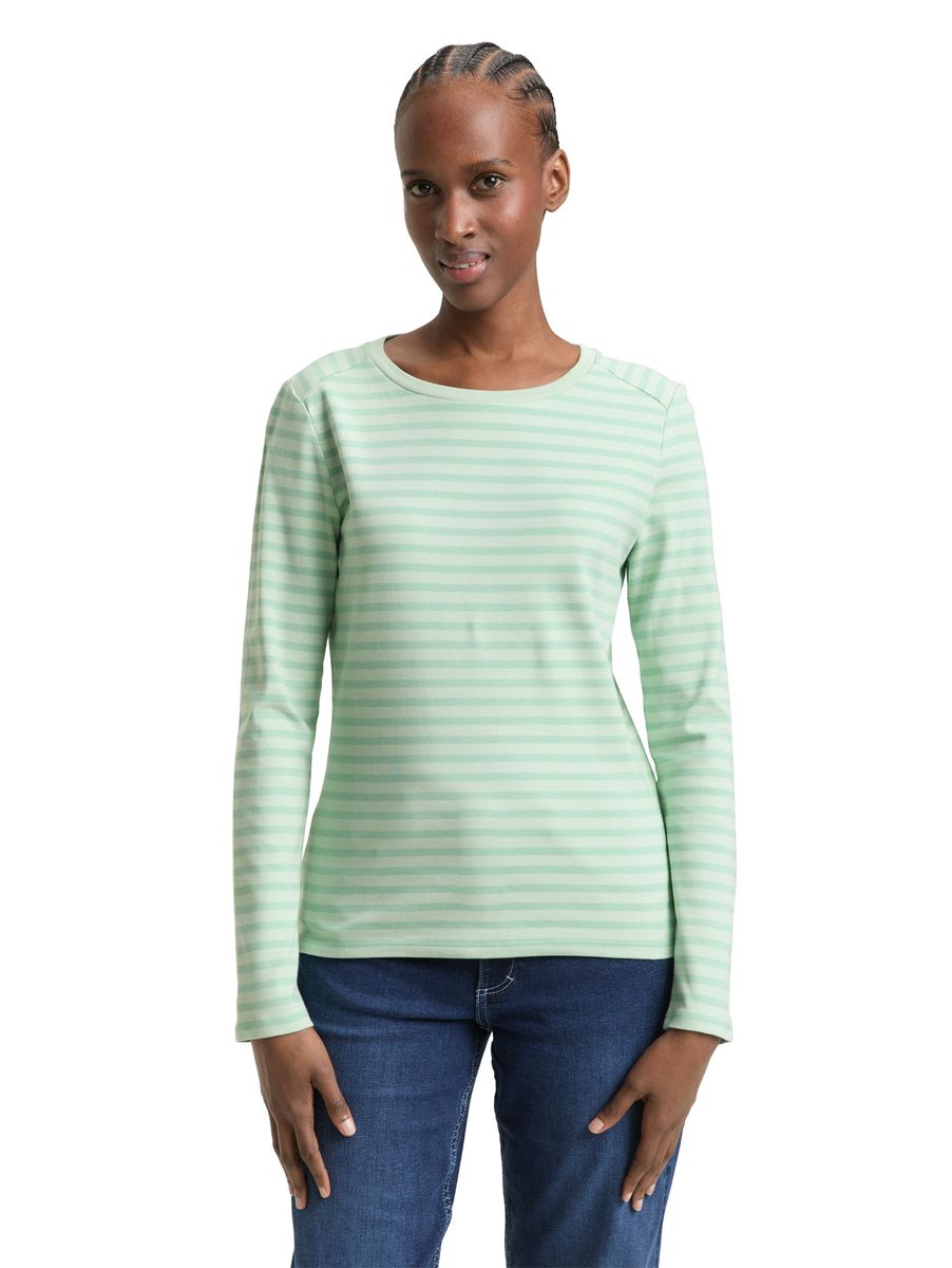 Gestreiftes Baumwoll-Langarmshirt