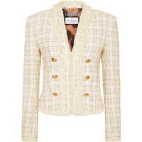 Zweireihiger Tweed-Blazer mit Fransen