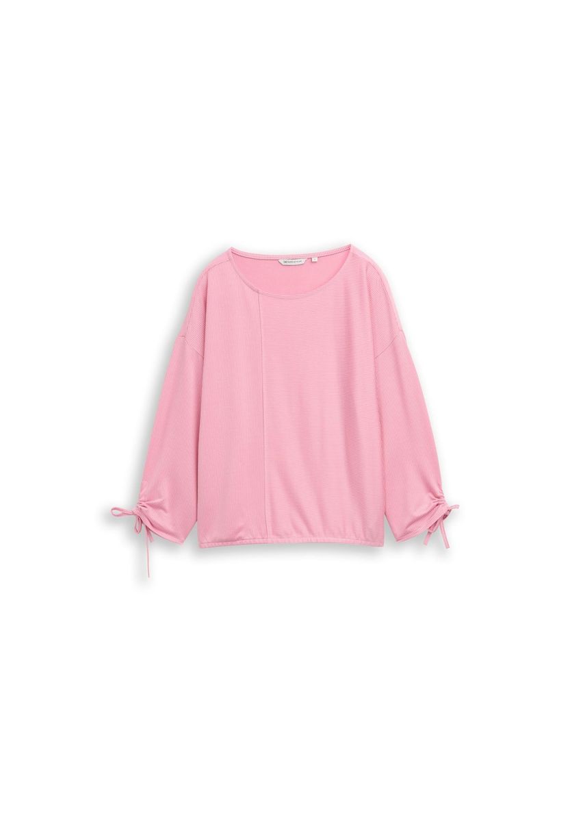 Rosa geripptes Langarmshirt