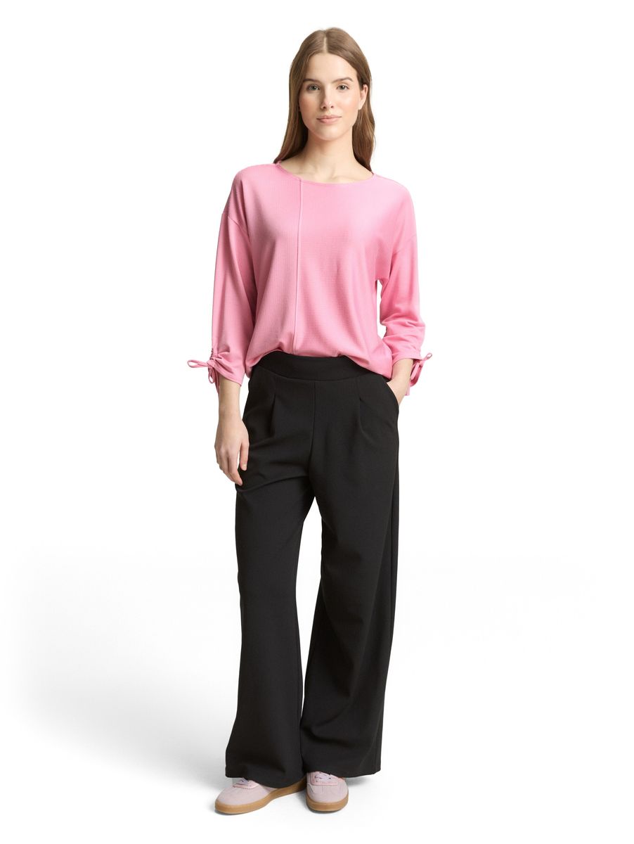 Rosa geripptes Langarmshirt