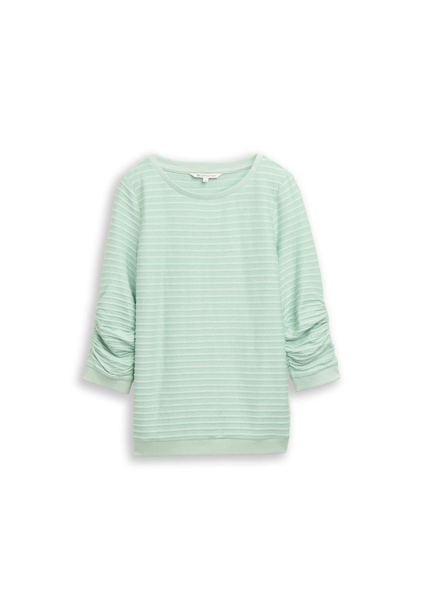 Strukturiertes mintgrünes Oberteil mit Rundhalsausschnitt