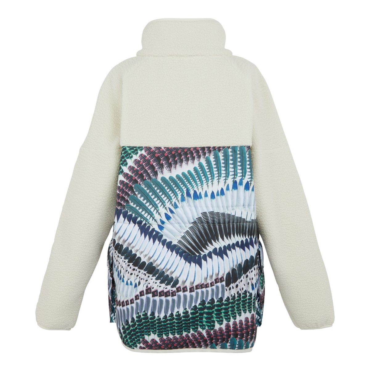 Hybrid-Fleecejacke mit Federmuster