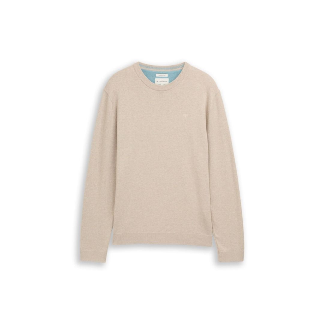 Klassischer Baumwollpullover mit Rundhalsausschnitt