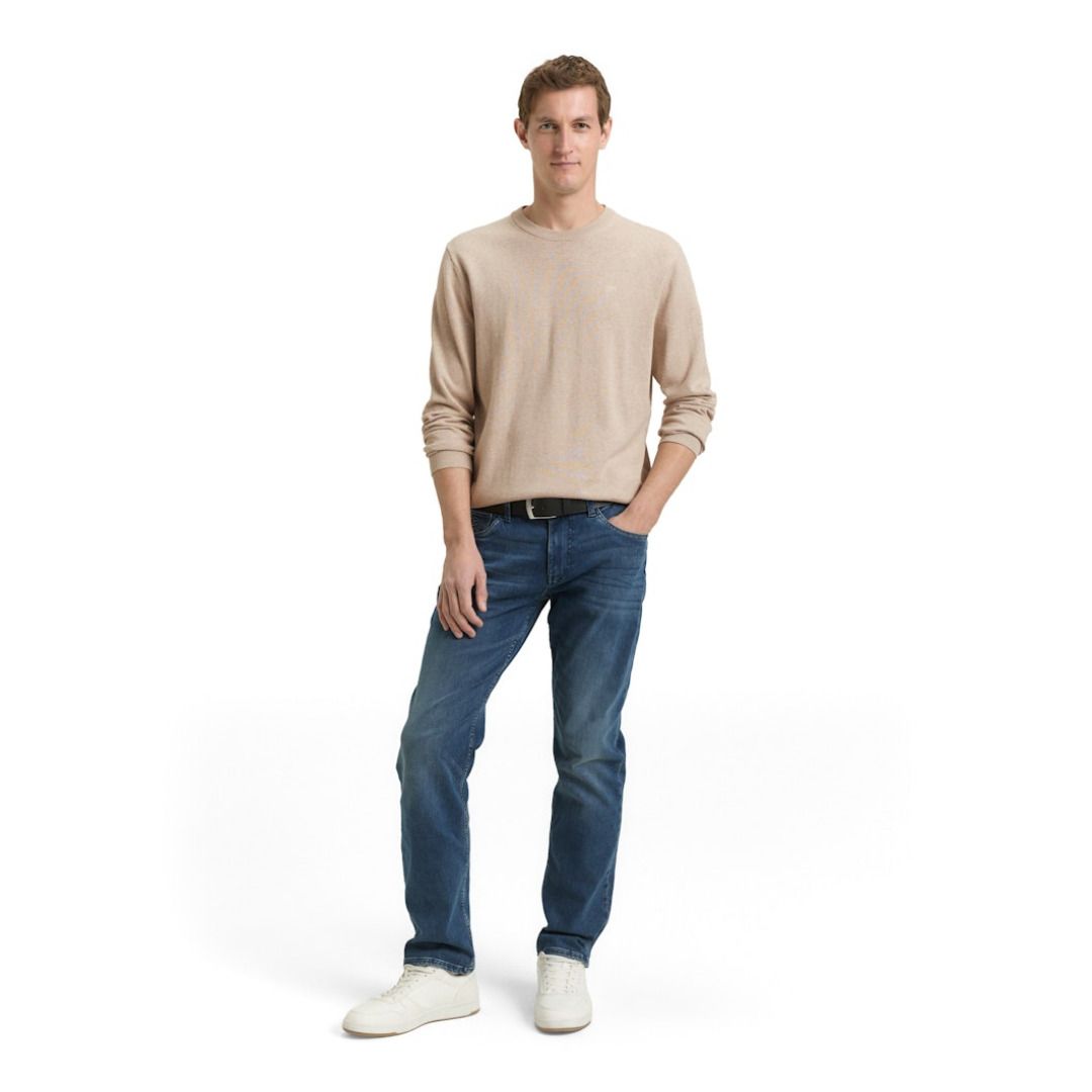 Klassischer Baumwollpullover mit Rundhalsausschnitt