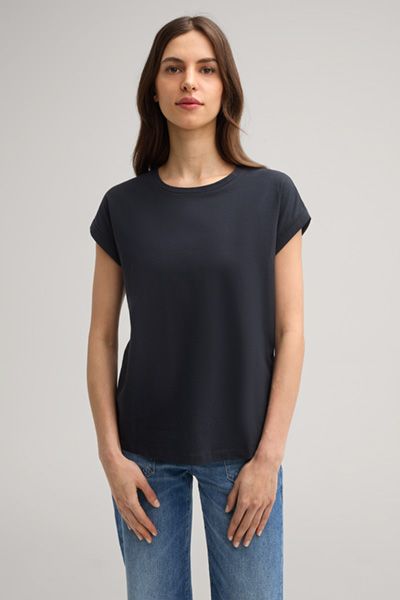 Marc Cain T-Shirt Tally in Marineblau mit umgeschlagenen Ärmeln