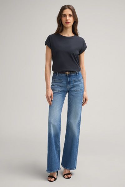 Marc Cain T-Shirt Tally in Marineblau mit umgeschlagenen Ärmeln