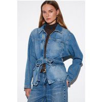 Jeansjacke mit Bindegürtel