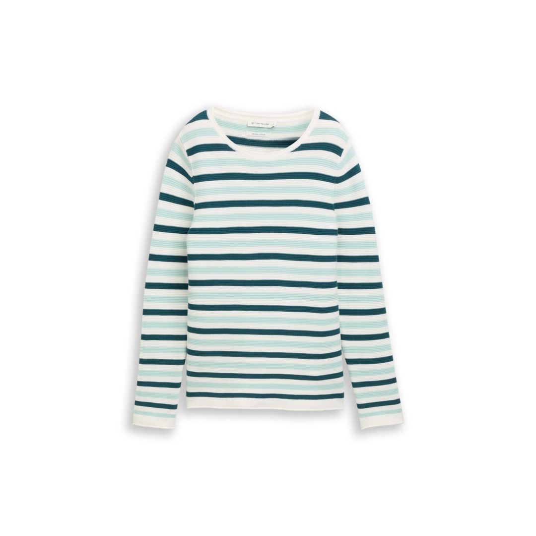Gestreifter Strickpullover aus Bio-Baumwolle