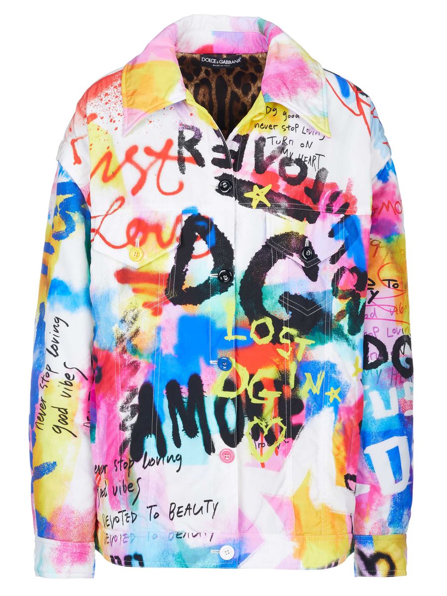 Oversized-Jacke mit Graffiti-Print
