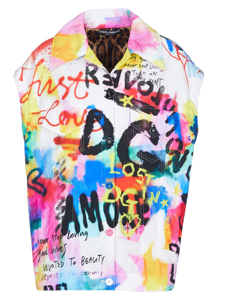 Oversized-Jacke mit Graffiti-Print