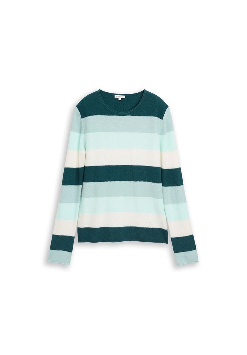 Gestreifter Strickpullover mit Rundhalsausschnitt