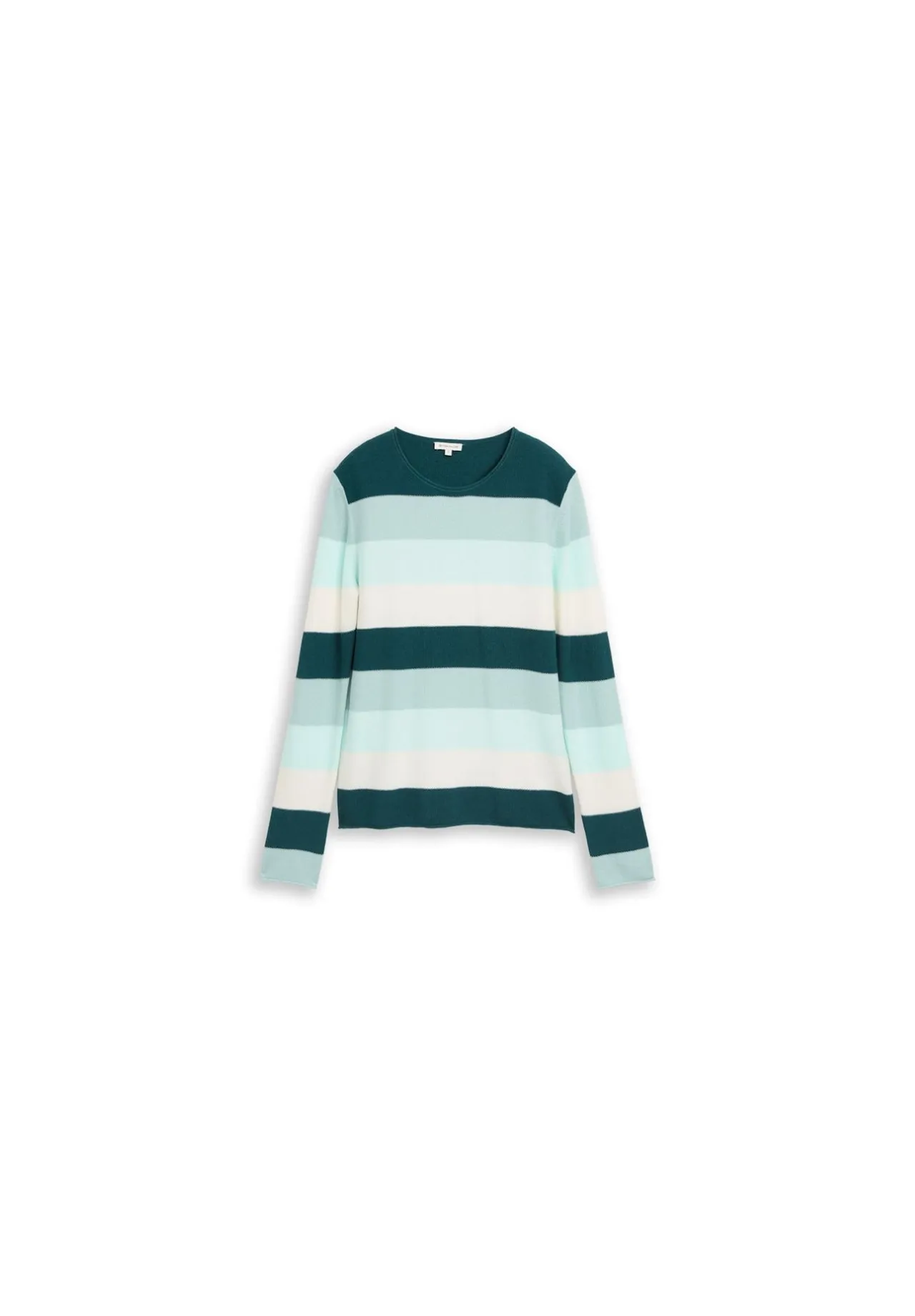Gestreifter Strickpullover mit Rundhalsausschnitt