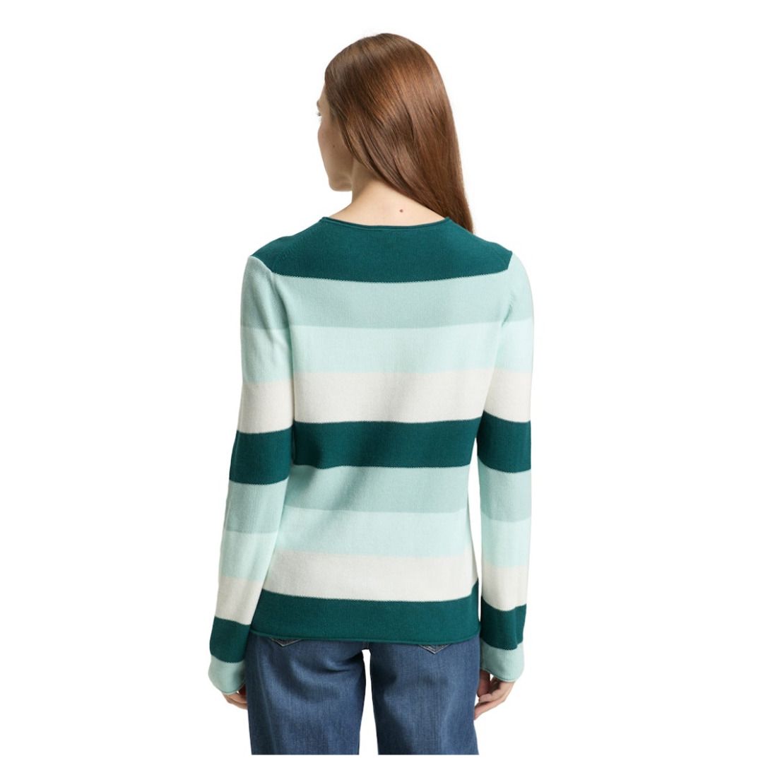 Gestreifter Strickpullover mit Rundhalsausschnitt