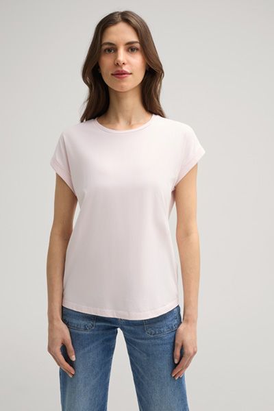 Marc Cain Tally T-Shirt aus rosa Baumwolle mit umgeschlagenen Ärmeln