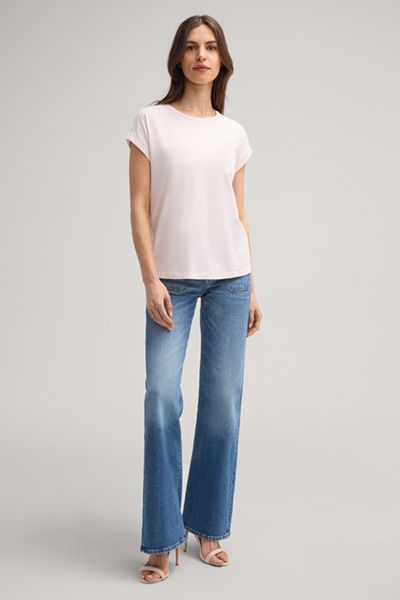 Marc Cain Tally T-Shirt aus rosa Baumwolle mit umgeschlagenen Ärmeln