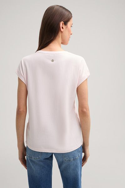 Marc Cain Tally T-Shirt aus rosa Baumwolle mit umgeschlagenen Ärmeln