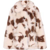 Flauschige Jacke mit Kuhfellmuster