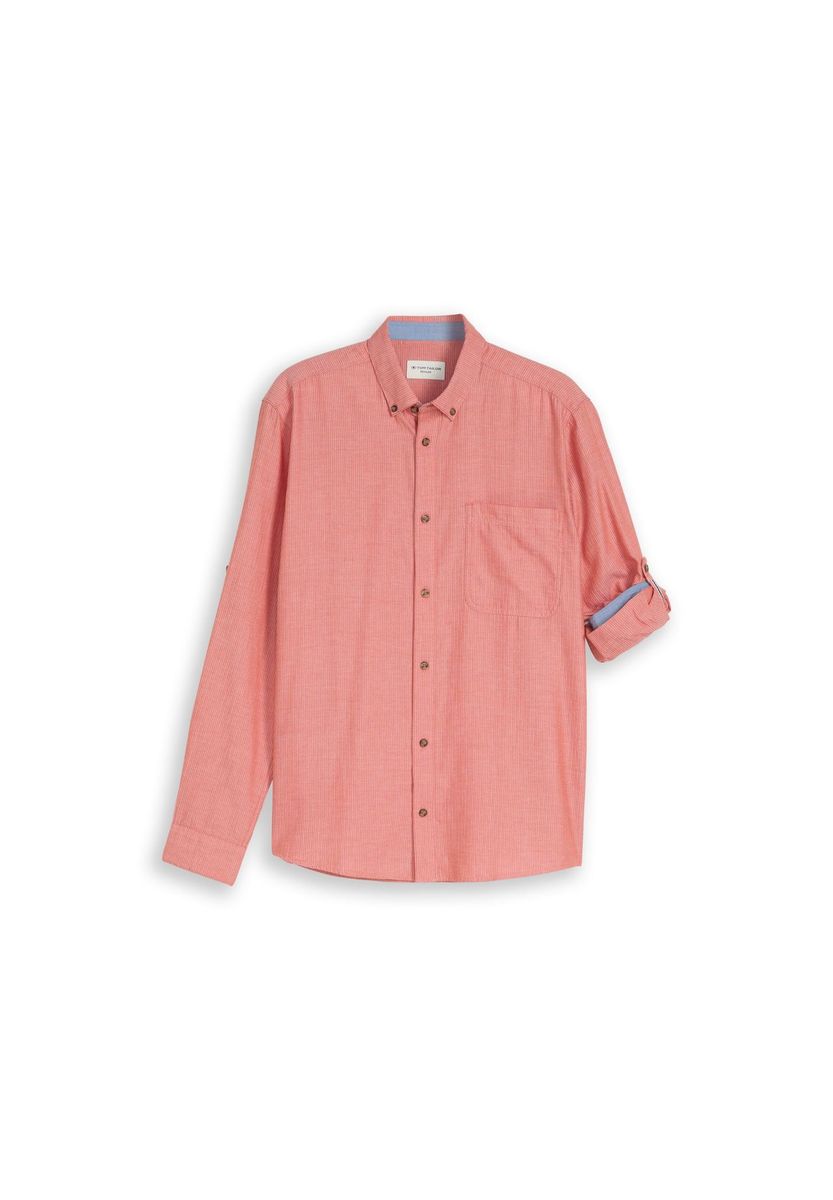 Herringbone Baumwollhemd mit Knopfleiste