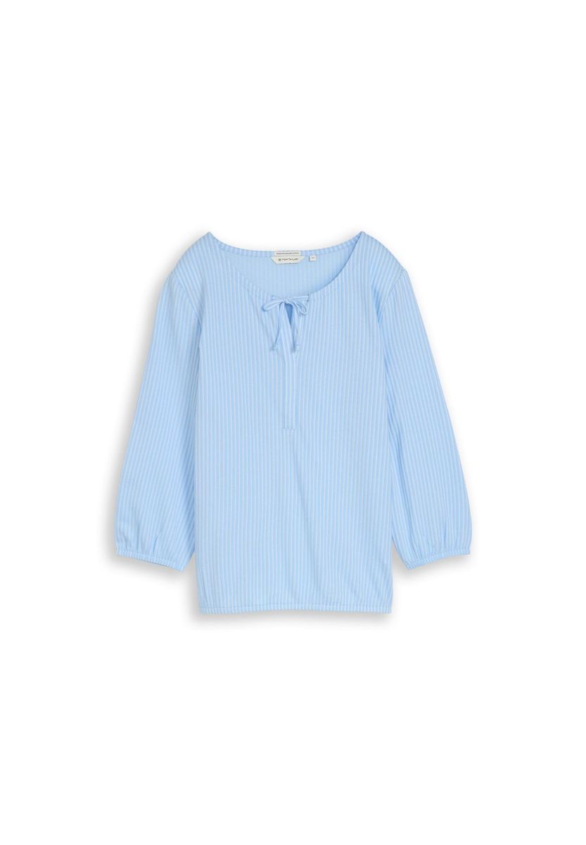 Gestreifte Bluse mit Bindeband und 3/4-Ärmeln