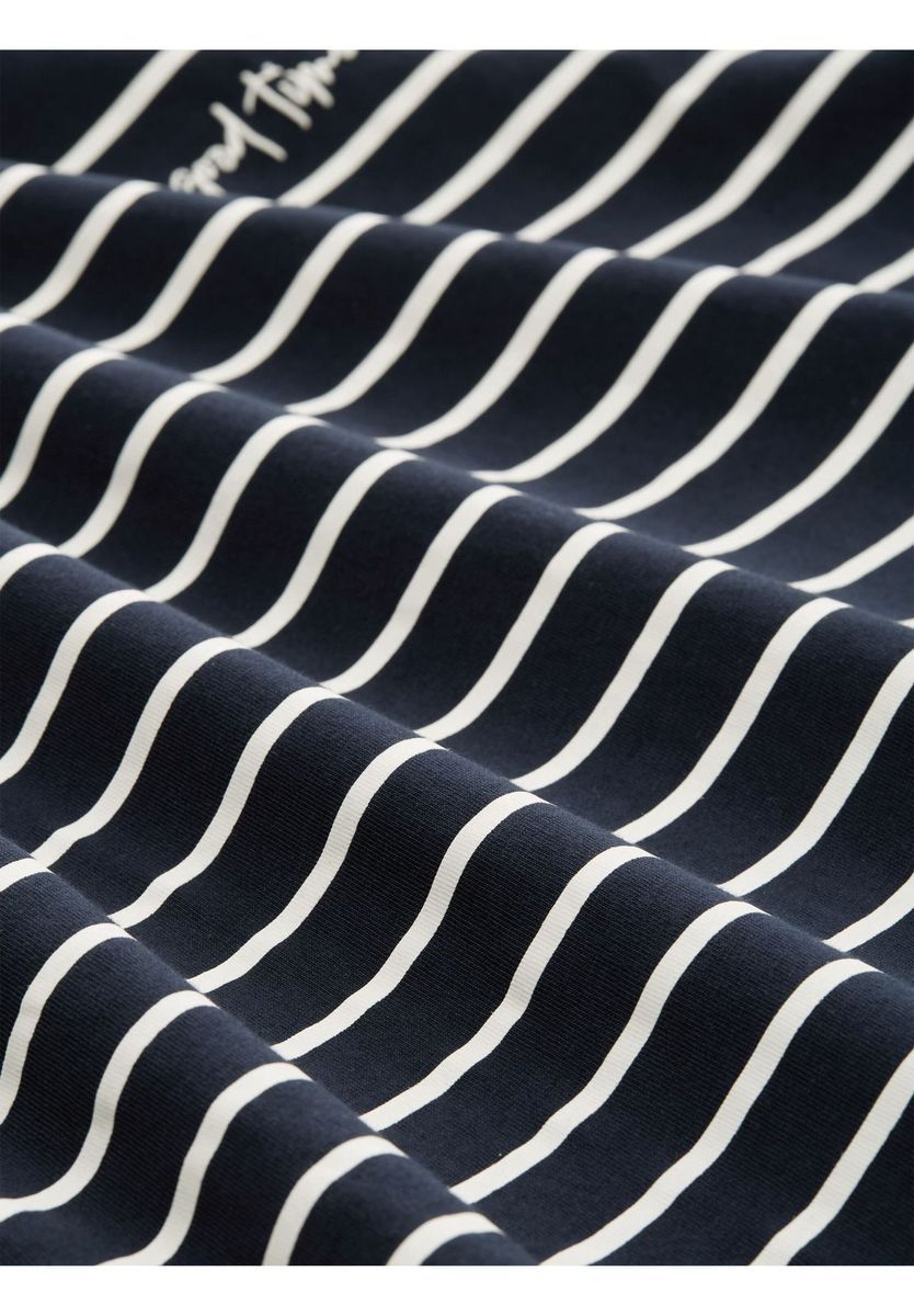 Gestreiftes Baumwoll-T-Shirt mit U-Boot-Ausschnitt