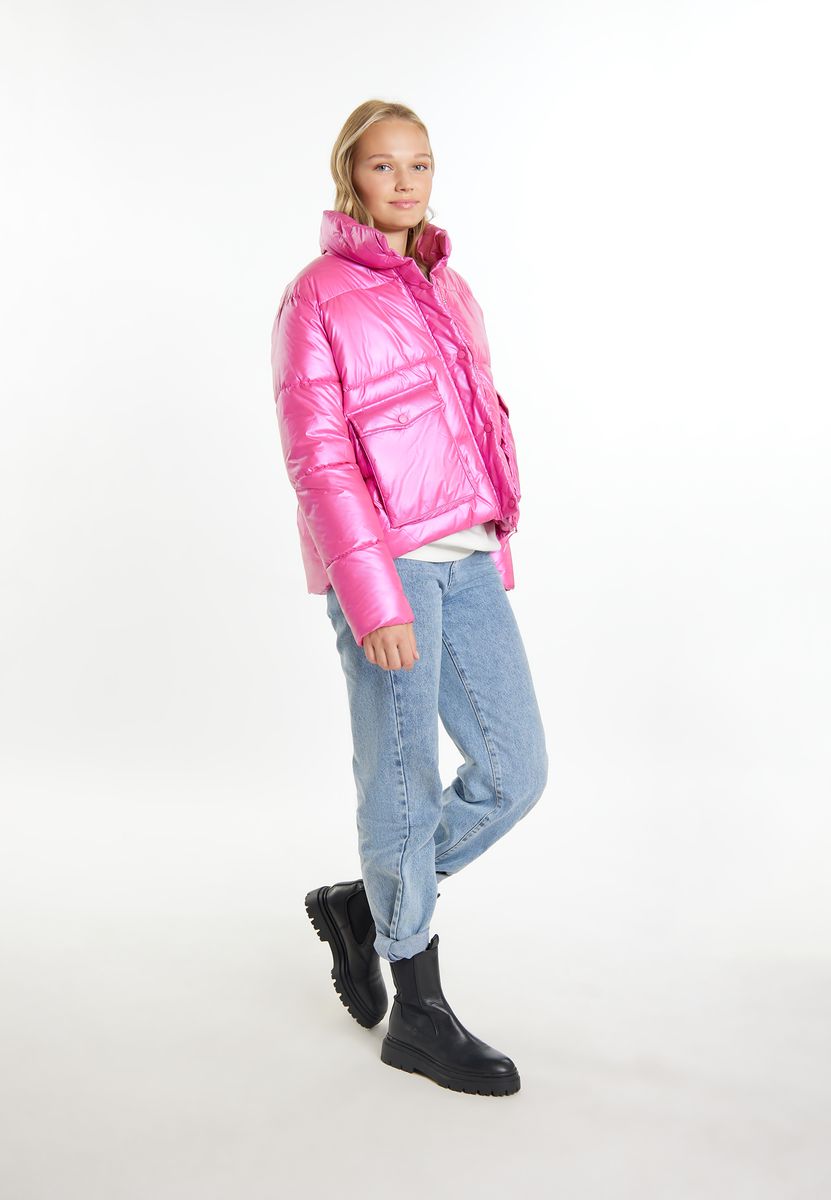 Schimmernde Steppjacke mit Pattentaschen