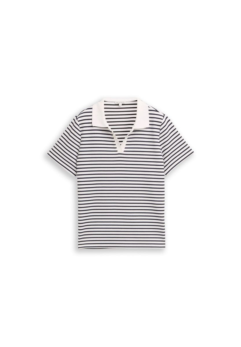Gestreiftes Strick-Polohemd mit kurzen Ärmeln