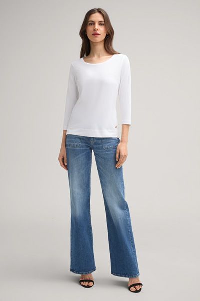 Marc Cain Taiia Weißes 3/4-Arm T-Shirt Rundhalsausschnitt Basic